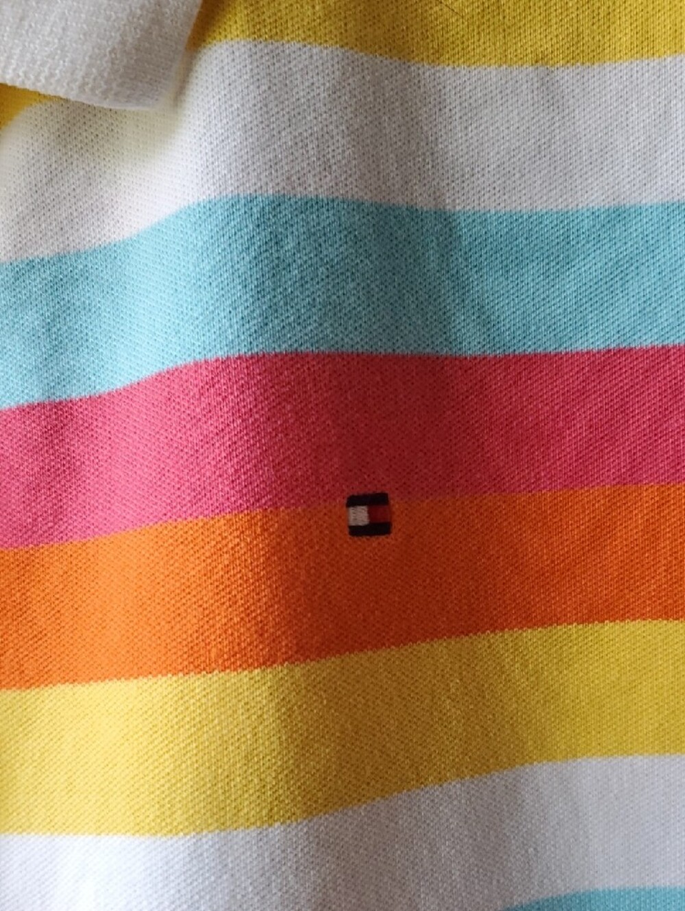 Tommy Hilfiger Multicolor Striped Polo - White, Pink, Aqua, Yellow, Orange - Picture 3 of 11